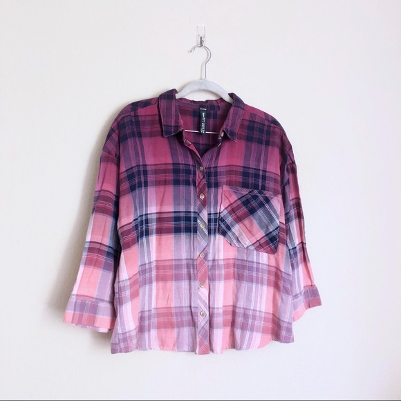 NWT Lord & Taylor Pink Plaid Button-down Shirt - Picture 2 of 6